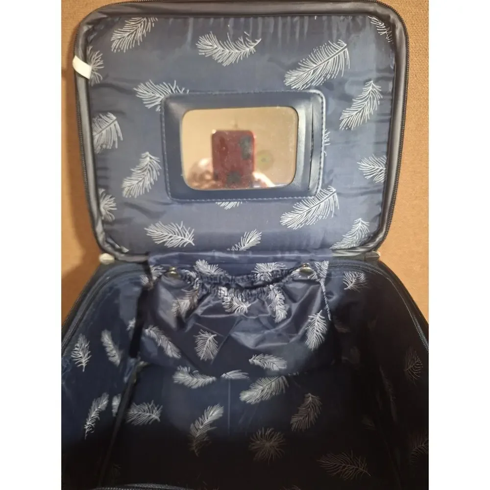 VTG Pioneer Express Route 66 Tapestry Travel Makeup Hard Suit Case Bag &Mirror